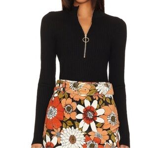 Show Me Your MuMu Black Ribbed Long Sleeve - Charlie Zip Sweater - Small